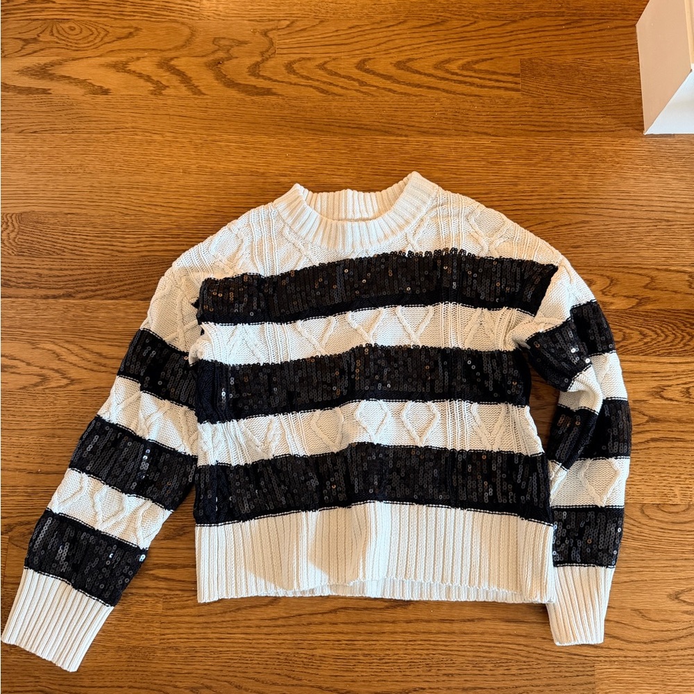 Evereve Black and White Women's Sweater with sequins